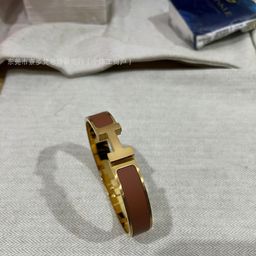 thumbnail for Titanium steel medium version black warrior so black enamel H hand H letter buckle for men and women couple frosted bracelet