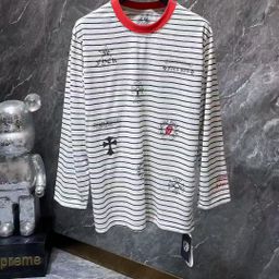 thumbnail for Cross-border Ch Hets high-quality double-yarn pure cotton color-block drop shoulder sleeve autumn men's and women's T-shirts are in stock and shipped directly