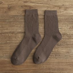 thumbnail for Meias masculinas de algodão para outono e inverno, meias de algodão de cor sólida até a metade da panturrilha, meias masculinas pretas, meias longas masculinas, meias sociais brancas para primavera e verão.