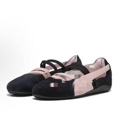 thumbnail for PM Park Chae-young's same German training ballet shoes flat Mary Jane retro lightweight women's bow casual dance shoes