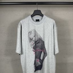 thumbnail for High Version 2025 New B Family Limited Edition Music Series Front and Rear Printed Hot Diamond Washed Distressed Short-Sleeved T-Shirt Summer