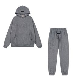 thumbnail for Foreign trade European and American fashion brand ESS fog three-dimensional letters classic autumn and winter fleece-lined men's and women's loose hooded sweater tide