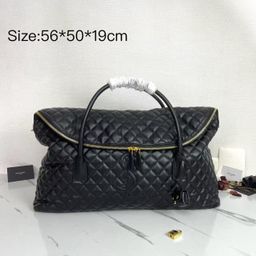 thumbnail for 2023 Large Quilted Embroidery Thread New Large-Capacity Airport Travel Handbag Soft Leather Underarm Shoulder Bag