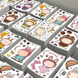 thumbnail for Popular Labubu Dress-Up Stickers Cute Cartoon Kidsren Boys and Girls Educational Popular Handmade DIY Bubble Stickers