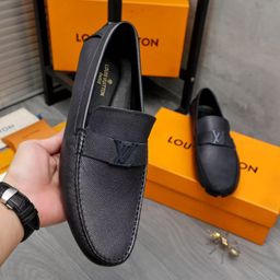 thumbnail for Men's Round-Toe First-Layer Cowhide Casual Slip-On Loafers Breathable Flat-Heeled Work Shoes