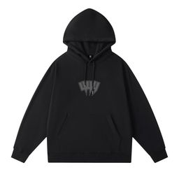 thumbnail for Men's autumn and winter big terry hooded sweatshirt autumn and winter European and American fashion brand loose casual jacket letter print base shirt