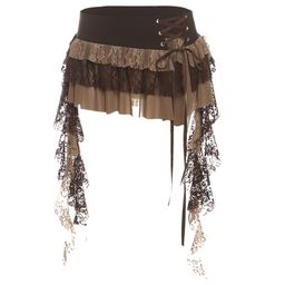 thumbnail for 2025 European and American summer cross-border new solid color splicing fashion casual irregular streamer street trend skirt