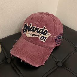 thumbnail for American vintage old baseball cap women's big head circumference washed hole denim wide brim duck hat to show face small hat