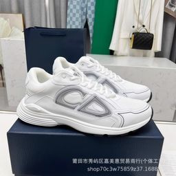 thumbnail for European and American Cross-Border Exclusive New Versatile Casual Height-Increasing White Sneakers Lace-Up Couple Running Shoes Letter B30