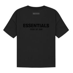 thumbnail for Essentials Double-Line American-Style Front and Back Letter Flocking Summer Miki High Street Unisex Pure Cotton Short-Sleeve T-Shirt