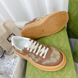 thumbnail for Tênis brancos da marca G, versão alta, com solas grossas, estilo casual retrô com cadarço para casais, tênis presbiópicos tipo biscoito para mulheres.