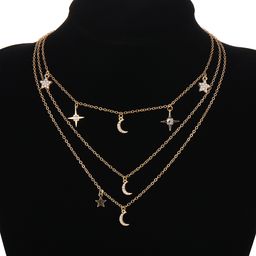 thumbnail for European and American cross-border geometric fashion angel portrait rose flower pendant multi-layer women's necklace set coin necklace
