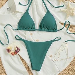 thumbnail for Amazon Lace-Up Bikini Swimsuit for Women 2026 New European and American Sexy Beach Bikini Hot Spring Swimwear