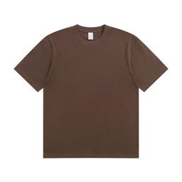 thumbnail for Summer 230g cotton T-shirt men's solid color crew neck short sleeve heavy casual combed cotton men's and women's front shoulder shirt