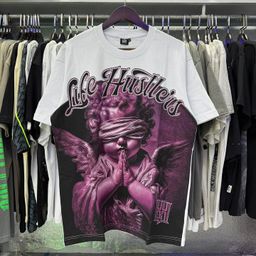 thumbnail for Life Hustlers Street Style Rhinestone Pattern Unisex Letter Vintage Short-Sleeve T-Shirt