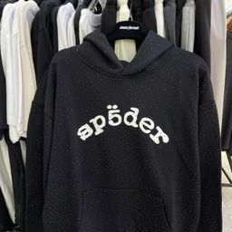 thumbnail for 2025 New Style Beautiful Trendy Men&#039s and Women&#039s Same Style 555555 Spider Web Foam Printing Hip-hop Loose Heavy Loose Trap Hooded Guard