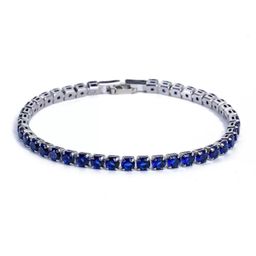 thumbnail for Cross-border European and American inlaid diamonds super flash men's and women's tennis bracelets white crystal bracelets electroplated copper chains