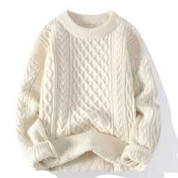 thumbnail for Honmei Year Red Sweater Autumn and Winter Men's Lazy Sense of Luxury Coarse Twist Knitwear Jacket Christmas Couple Thread Wear