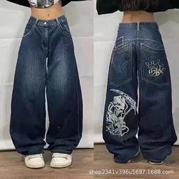 thumbnail for 2024 spring and autumn new cross-border American fashion brand retro wash Y2K embroidered hip-hop pattern men's jeans