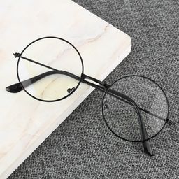 thumbnail for Retro women's small round frame literary and artistic lightweight anti-blue light glasses versatile men's flat mirror round flat light mirror street stall source