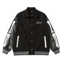 thumbnail for 2024 Spring and Autumn New A@Mi Bone Embroidered Pattern Baseball Uniform Jacket Jacket Men and Women Same Style One Piece Wholesale