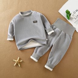 thumbnail for Infant and Kids Thermal Intimates Set Autumn and Winter Kidsren's Baby Fleece-Lined Thickeneded High Waist Belly Protection Baby Autumn Clothes and Long Trousers Kidsren's Clothing