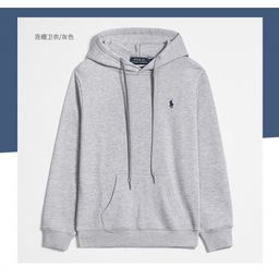 thumbnail for 春秋款保罗长袖卫衣男士休闲纯棉纯色刺绣小马标拉链套头开衫卫衣