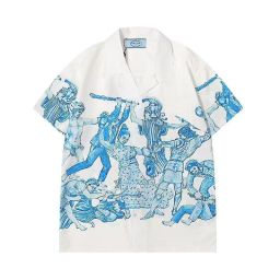 thumbnail for 2026 Summer Lapel Button Shirt Prada Full-Print Men's Shirt Jacket Printed Casual Chic