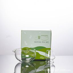 thumbnail for Japanese matcha tea set, black eagle-beak glass four-piece set, matcha-colored matcha bowl, ceramic Hyakpondachi tea whisk color box