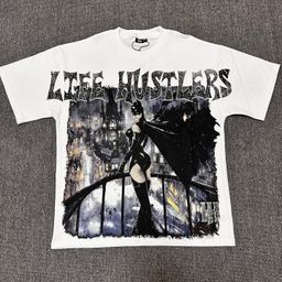 thumbnail for Life Hustlers Street Style Rhinestone Pattern Unisex Letter Vintage Short-Sleeve T-Shirt