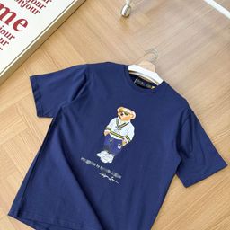 thumbnail for Cross-border correct quality can be scanned Raff RL short sleeve new bear print crew neck couple spring and summer casual