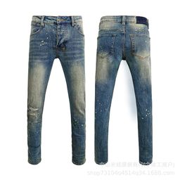 thumbnail for High-end Brand Men's KSB Jeans Straight Ripped Stretch American Style High Street Casual Men's Jeans in stock
