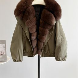 thumbnail for Vintage California sable feeling fox fur goose down parka down jacket fur coat girl young warm B134