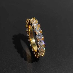 thumbnail for Cross-border European and American hip-hop 4mm single-row zircon ring men&#039s ring Tide brand personality full diamond couple ring wholesale