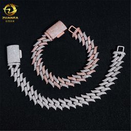 thumbnail for Diamond hair new 15mm 3 row stone thorn Cuban bracelet full of moissanite European and American hip hop bracelet accessories hot sale