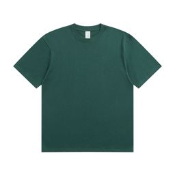 thumbnail for Camiseta de algodão puro 2025 masculina 230g pesada cor pura gola redonda manga curta casual algodão penteado camiseta masculina e feminina ombro direito.
