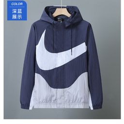 thumbnail for 2025 nova jaqueta de primavera e outono masculina com capuz esportiva casual à prova de vento grande gancho tecido superior 473