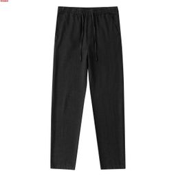 thumbnail for Calças de linho masculinas verão fino respirável algodão e calças de linho 2024 novas calças casuais em linha reta solta calças masculinas calças de nove pontos