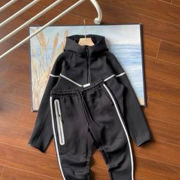 thumbnail for 2025 new casual sports hooded cotton zipper shirt reflective rubber jacket pants 745 and 762 suit