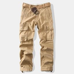 thumbnail for Heavyweight Pure Cotton Japanese Retro Loose Work Pants with Multiple Pockets, Outdoor Straight-Leg Casual Long Pants, Trendy Camouflage Color