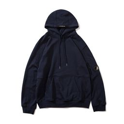 thumbnail for Cross-Border Export Quality Wholesale Autumn and Winter New Cp Side Zipper Lens Pure Color Terry Fabric Hooded Pullover Sweatshirt