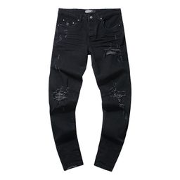 thumbnail for Purple Brand Cross-Border Splash Print High Street Retro Ripped Casual Amiri Men's and Women's Denim Pants