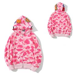 thumbnail for [High Version] cross-border fashion brand BAPE shark ape head zipper cardigan men's and women's couples double hooded sweatshirt jacket