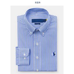 thumbnail for Cross-border RL Rough Pony Mark embroidered lapel T-shirt, export men's striped long-sleeve shirt, business versatile top