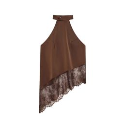 thumbnail for Za Cross-Border European and American Foreign Trade Women's Clothing Aliexpress Hot-Selling Summer Sexy Versatile Lace Patchwork Halter Neck Top