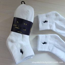 thumbnail for Cross-border foreign trade PO Raff LO Lauren black and white mid-length towel bottom sports socks casual embroidery polo 6