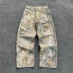 thumbnail for 25 Cross-Border Manufacturers Direct Sales 2025 Summer New Retro Casual Versatile Branch Camouflage 3D Printed Imitation Jeans