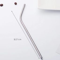 thumbnail for Metal 304 Stainless Steel Straw Set Beverage Coffee Milk Tea Straw Bar Straw Straight Tube Elbow Straw