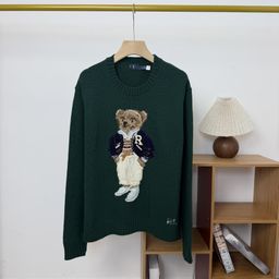 thumbnail for Rl High Quality/Scannable Bear 25 Years Autumn and Winter New Wool Cashmere Heavy Embroider Women's Round Neck Sweater