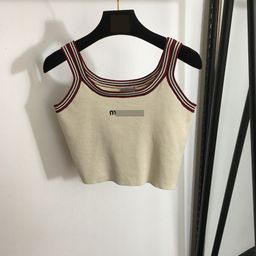 thumbnail for 2025 summer Nanyou foreign trade new fashionable, simple and generous embroidered letters, color-blocked stripes knitted camisole vest